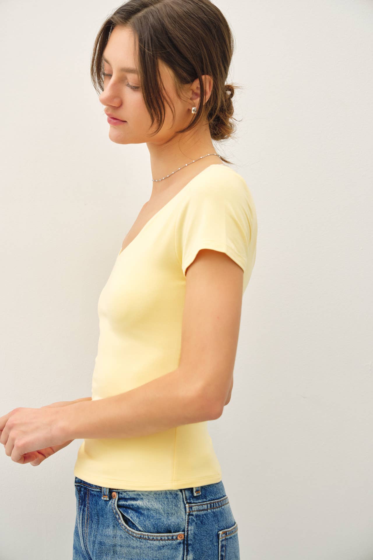 Be Cool BASIC DOUBLE LINED SCOOP NECK CAP SLEEVE TOP