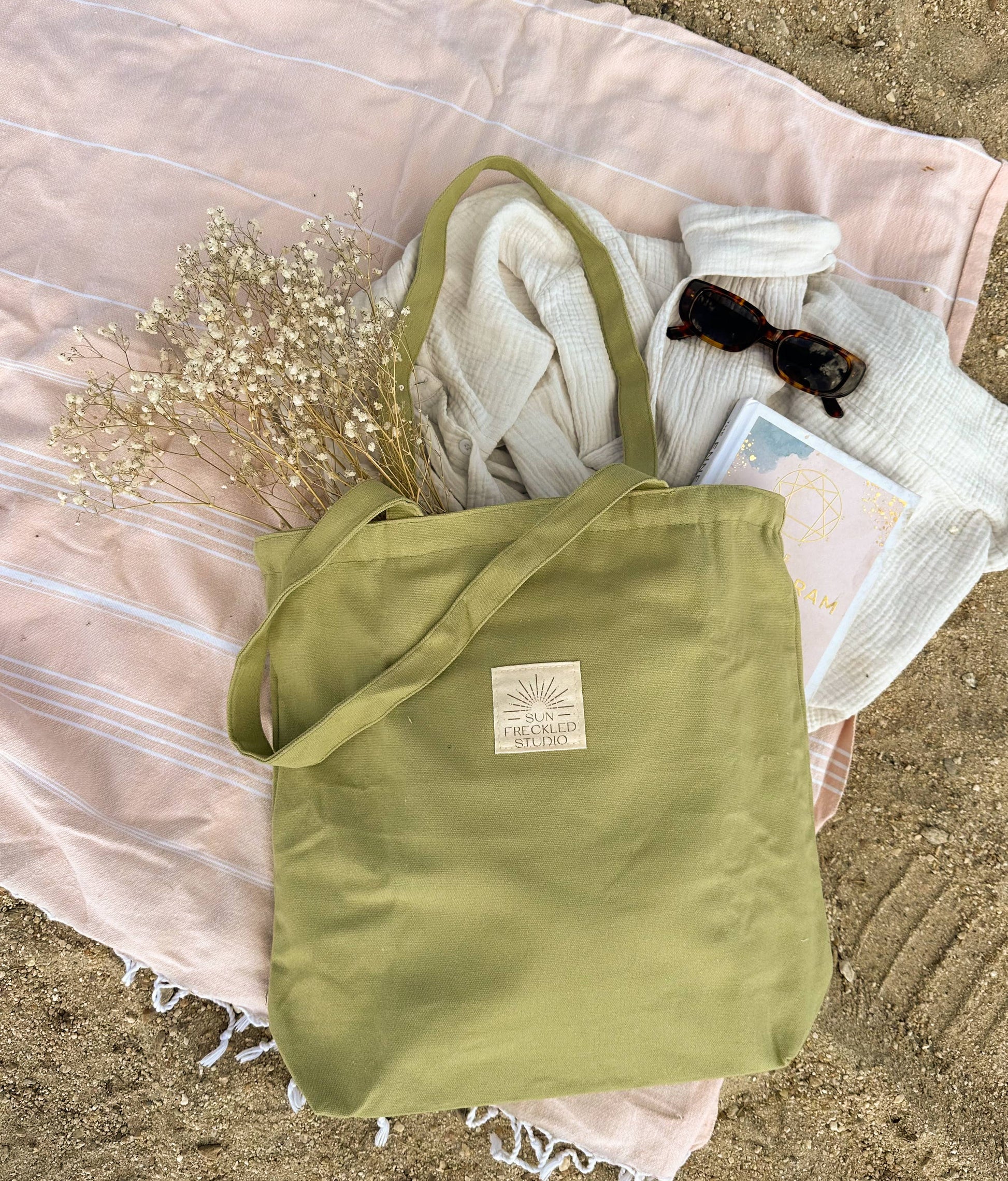 Sun Freckled Studio Sage Minimalist Tote Bag