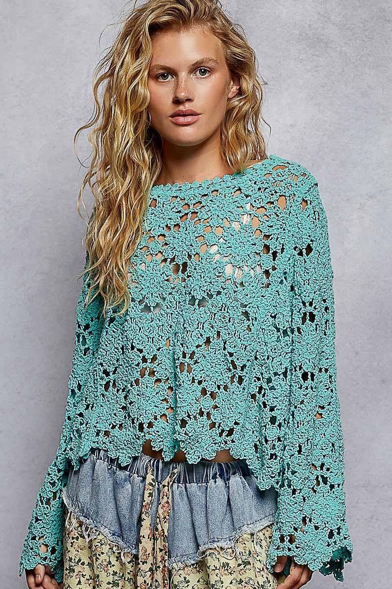 Pol Clothing Bayside Bonfire Crochet Top