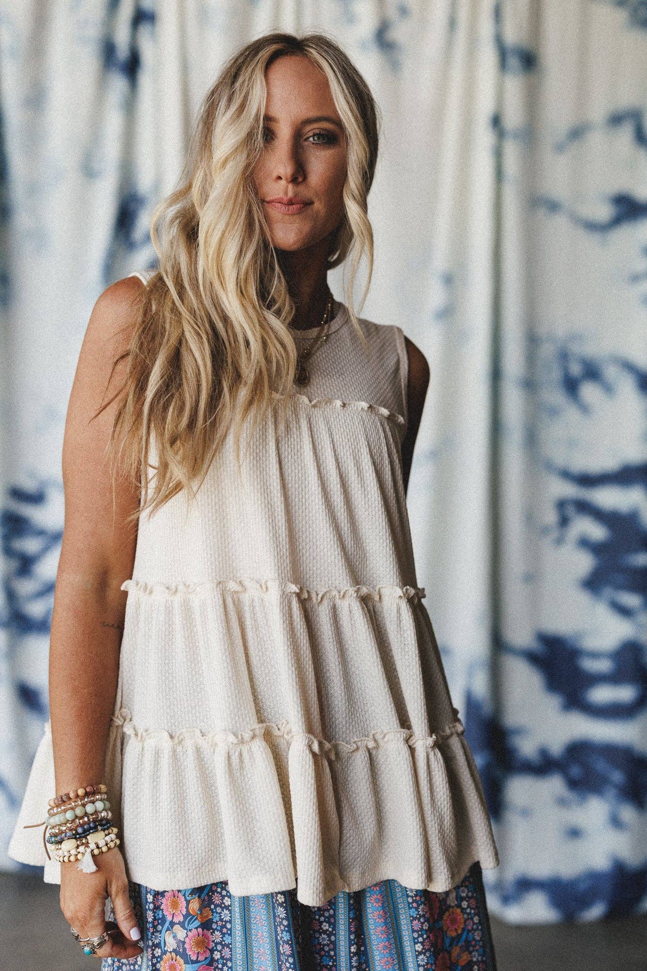 Three Bird Nest Dreamy Tiers Top - Cream