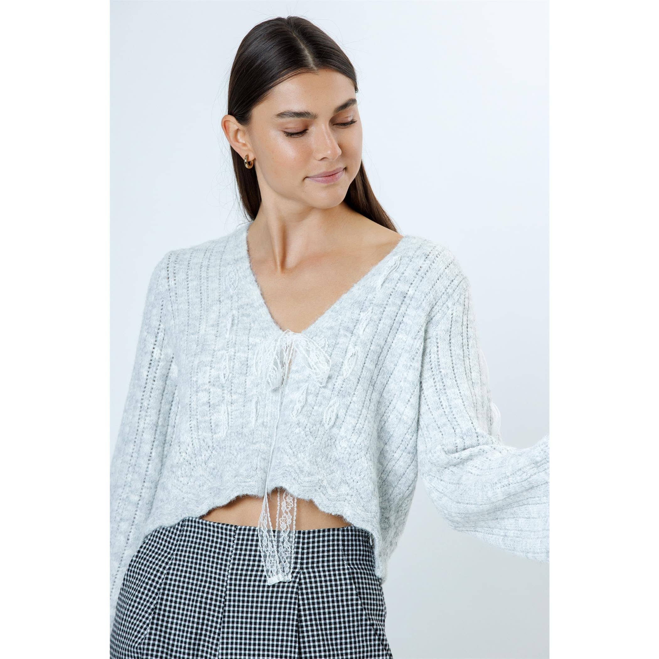 STORIA TIED IN A BOW SWEATER GREY