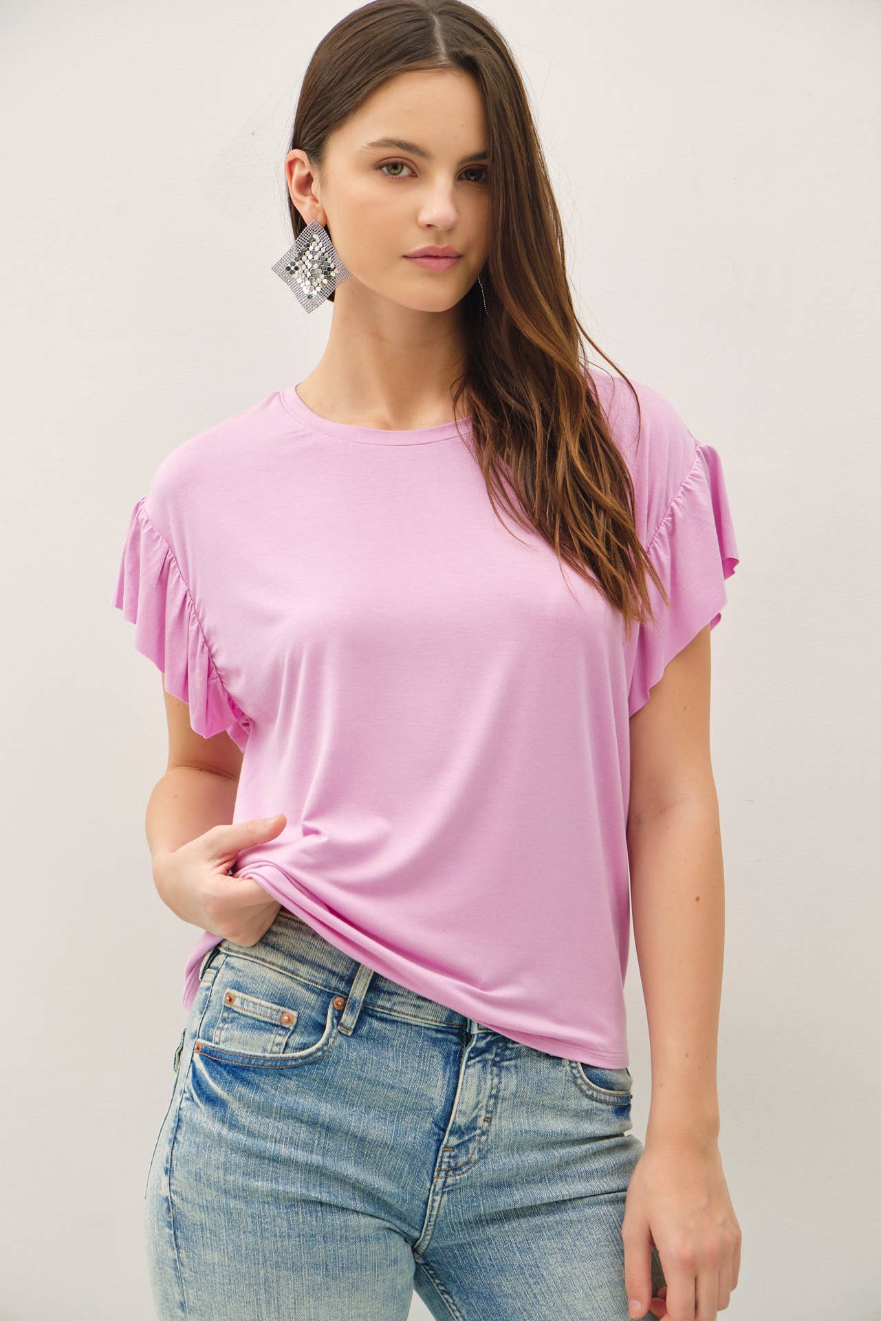 Be Cool BASIC THREADS RUFFLED SHORT SLEEVE TOP
