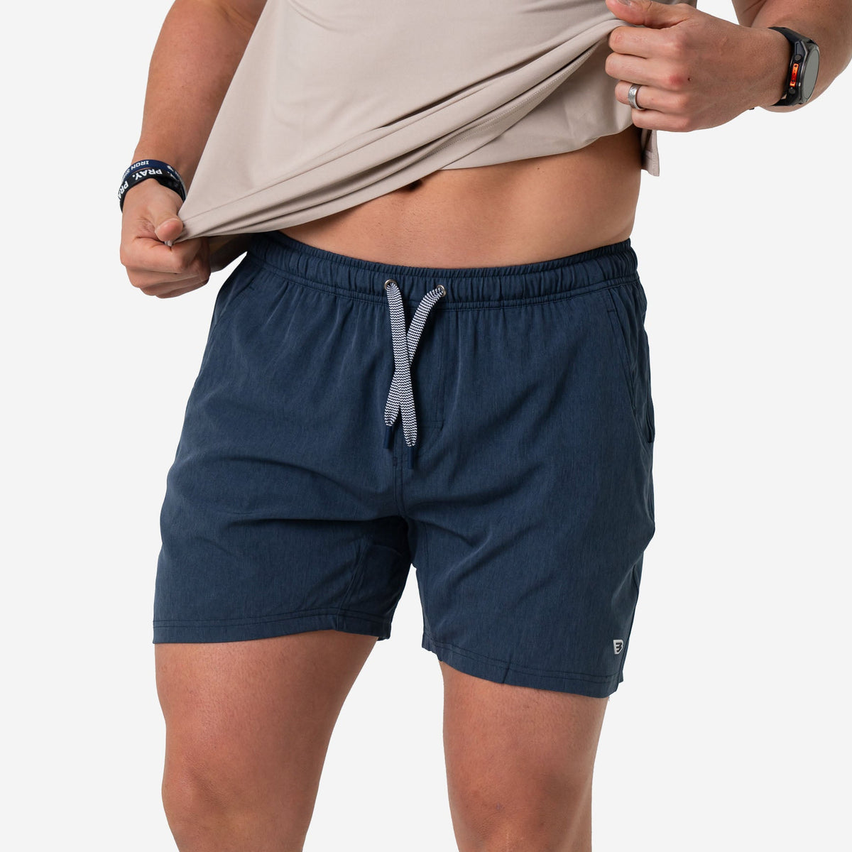 Burlebo Athletic Short - Heather Navy - American Flag Liner
