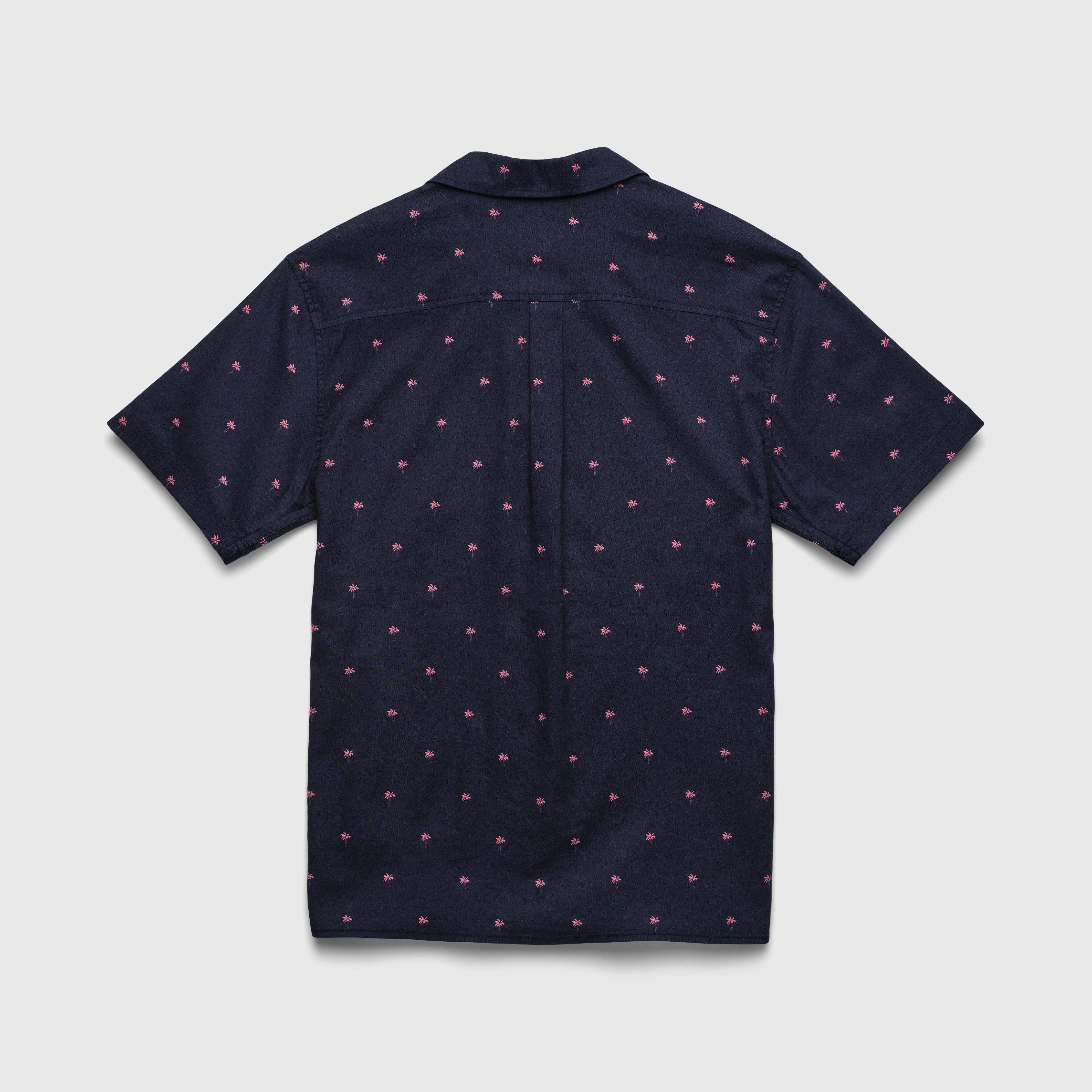 SURFSIDESUPPLY Mariner Printed Palm Camp Collar Shirt - Palm Navy