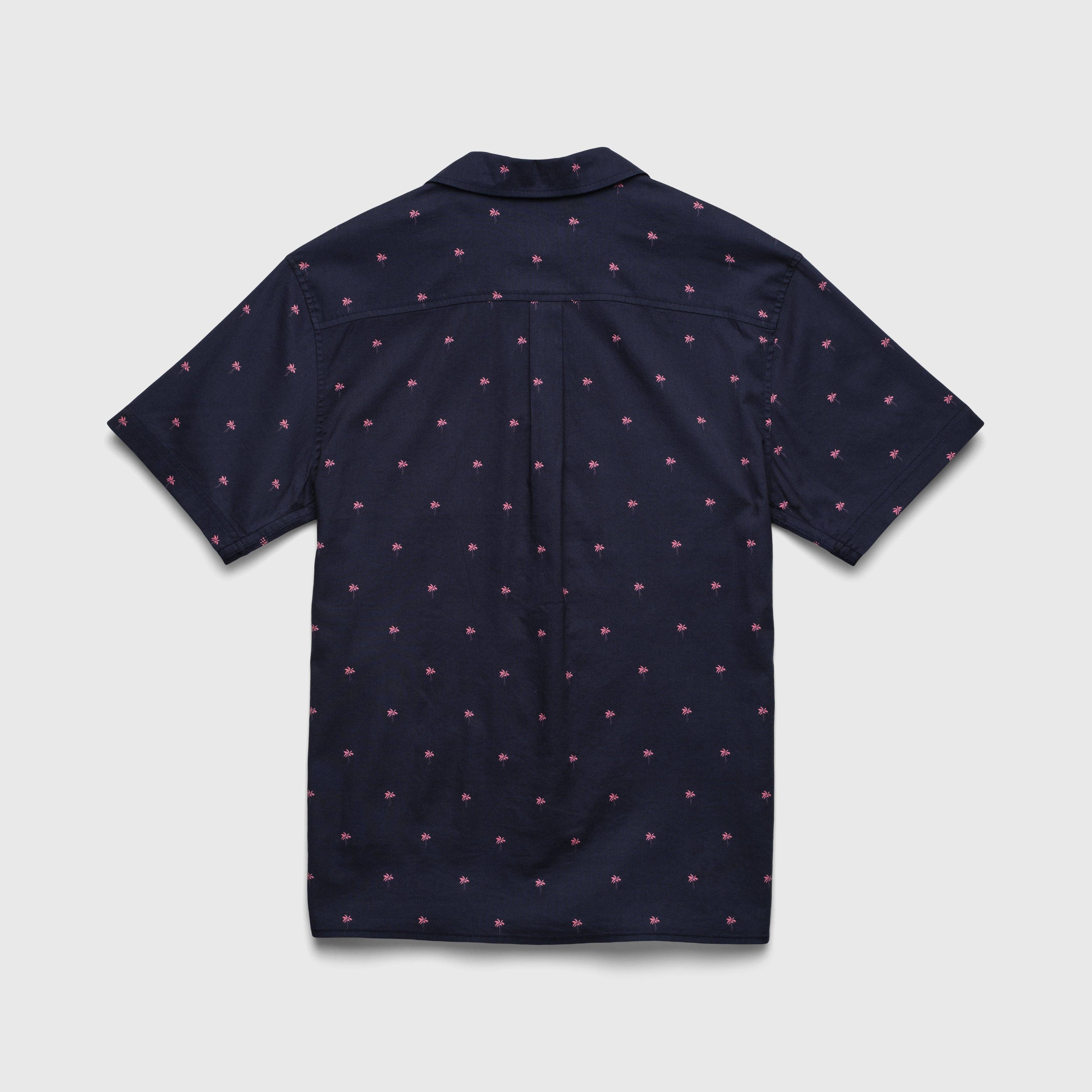 SURFSIDESUPPLY Mariner Printed Palm Camp Collar Shirt - Palm Navy