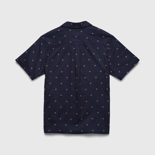 SURFSIDESUPPLY Mariner Printed Palm Camp Collar Shirt - Palm Navy