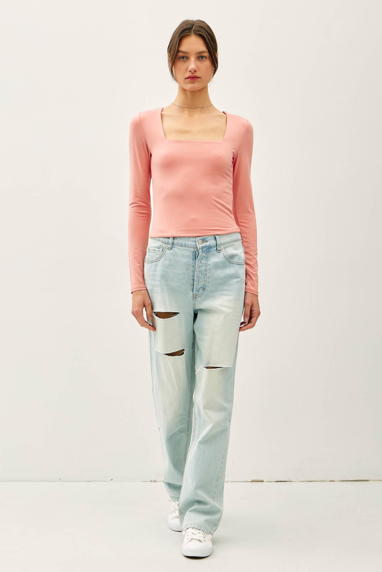 Be Cool BASIC THREADS SQUARE NECK LONG SLEEVE TOP