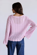 STORIA CLEMENTINE POINTELLE CARDIGAN LIGHT PINK M