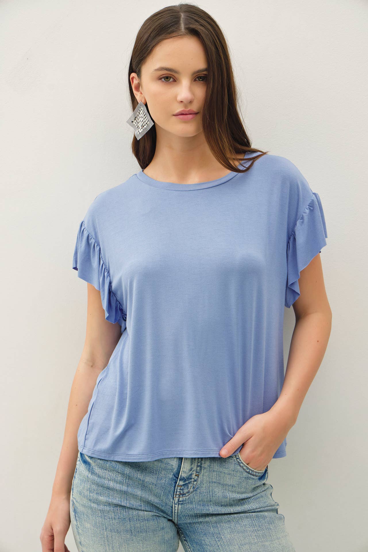 Be Cool BASIC THREADS RUFFLED SHORT SLEEVE TOP