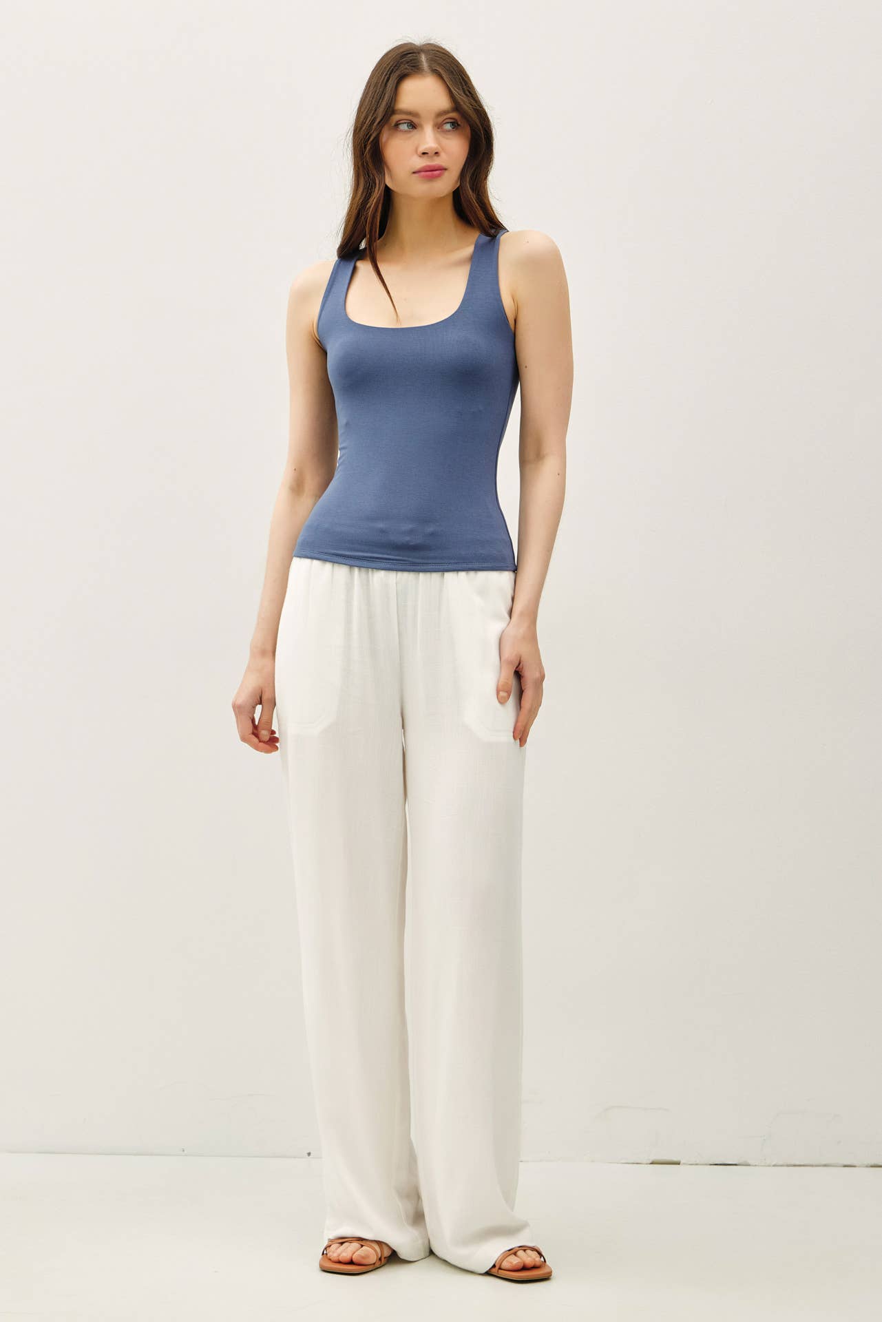 Be Cool BASIC THREADS DOUBLE LINED BASIC SQUARE NECK TANK