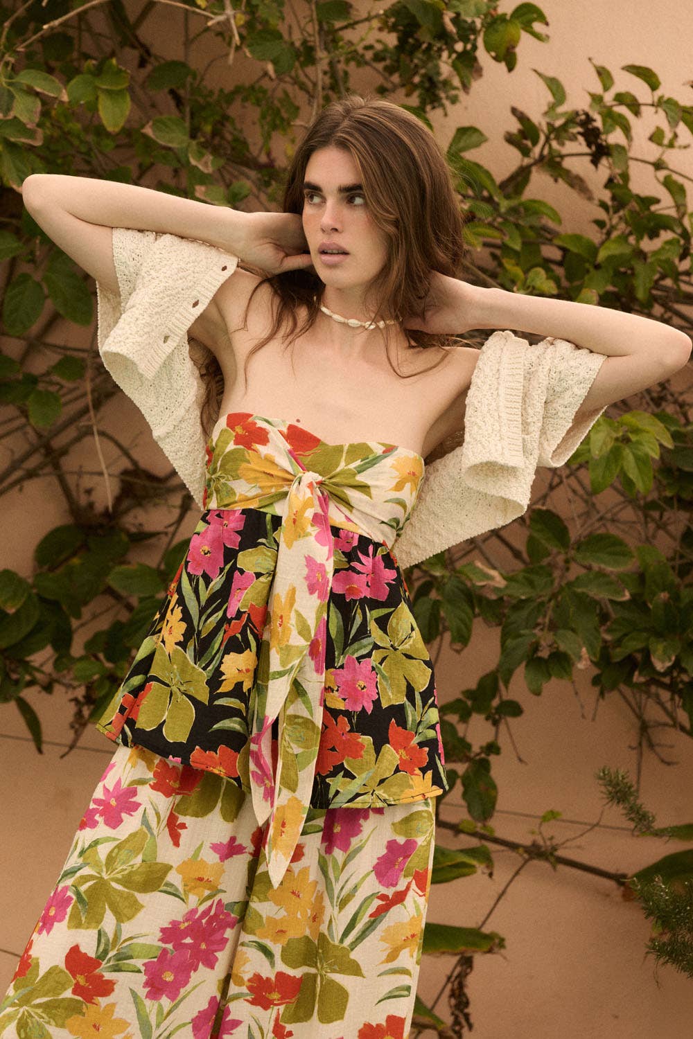 Promesa USA Two-Tone Floral Convertible Flyaway Halter Top