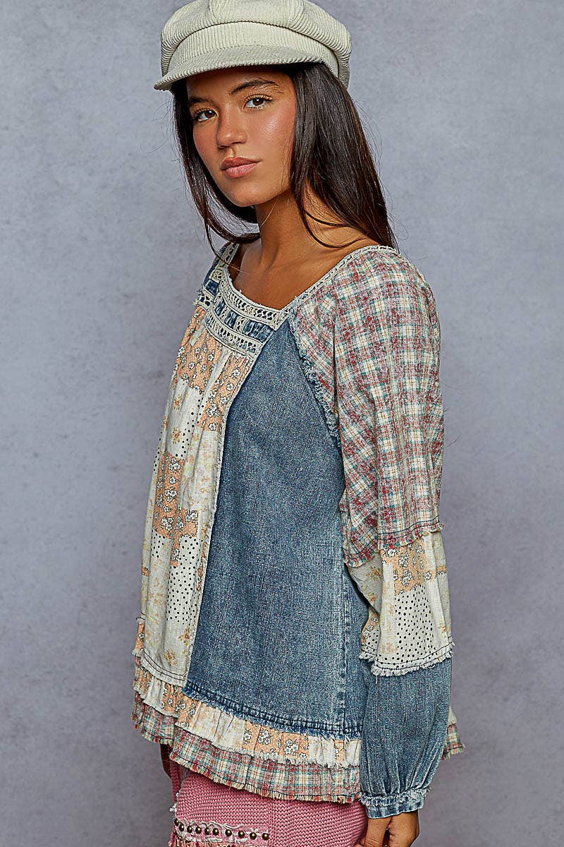 Pol Clothing October Patchwork Top