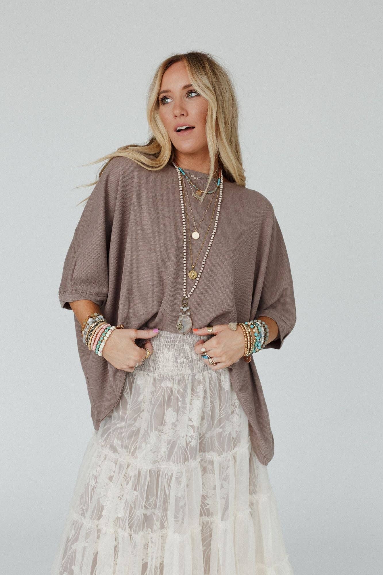 Three Bird Nest Kelsie Dolman Top - Dark Oatmeal