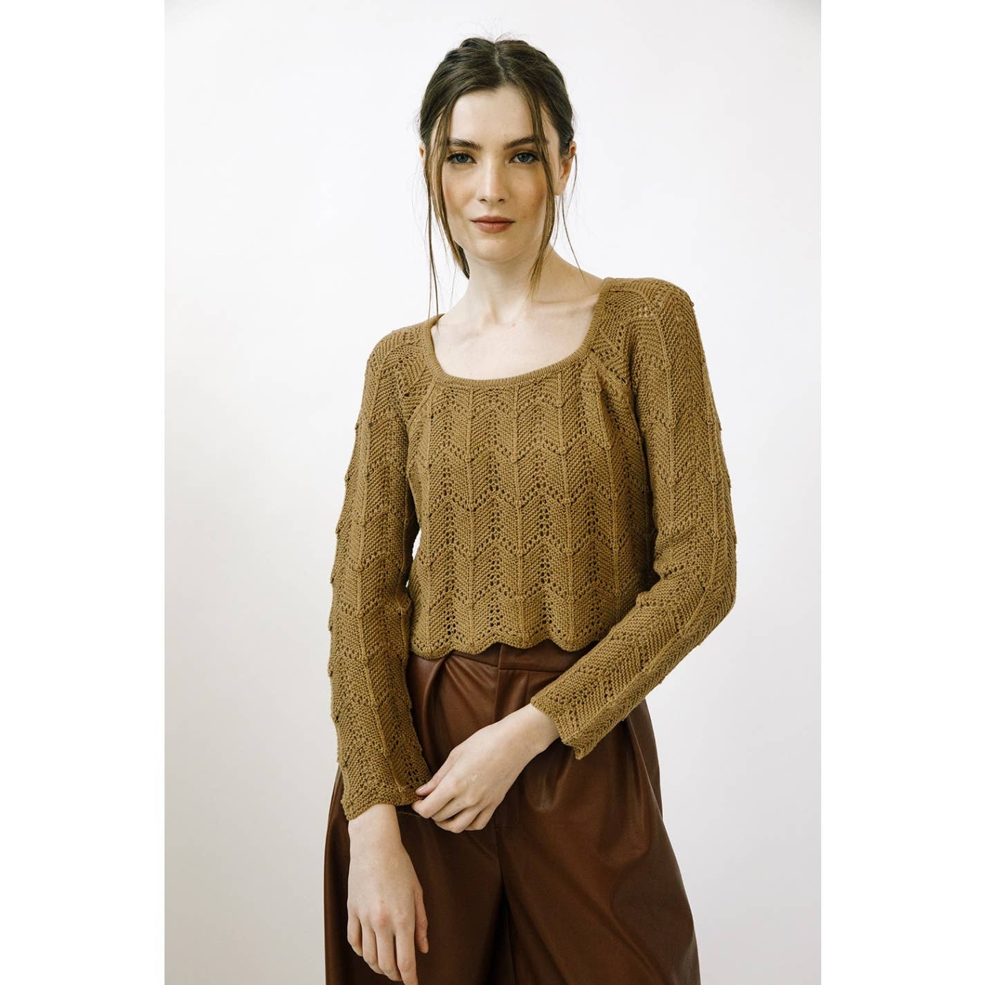 STORIA EVERGREEN CROCHET KNIT TOP