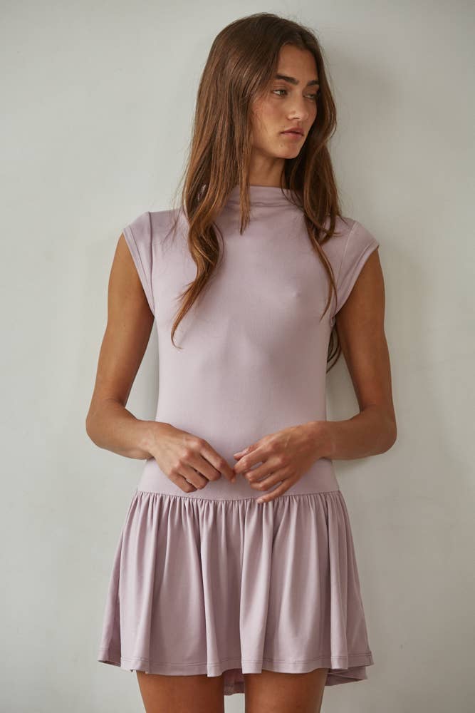 By Together Earl Grey Mini Dress Dusty Lavender