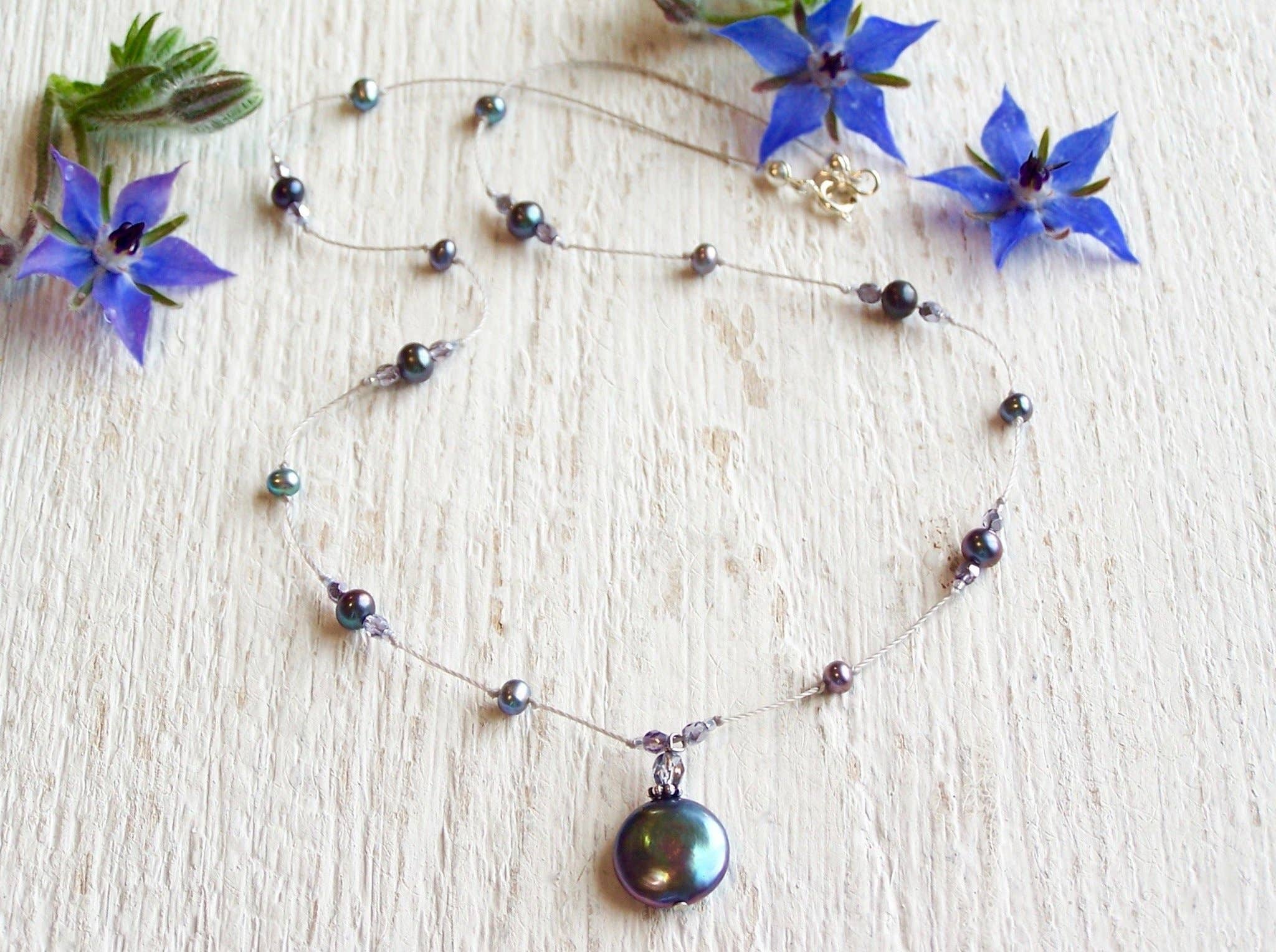 Jo Bird Jewelry Knotted Pearl Necklace - Center Yourself Necklace Peacock