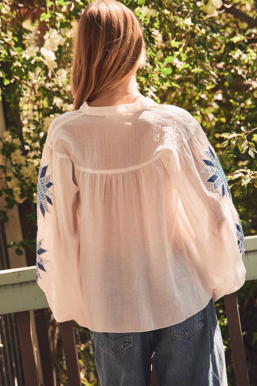 Oddi Seaside Stitch Peasant Top