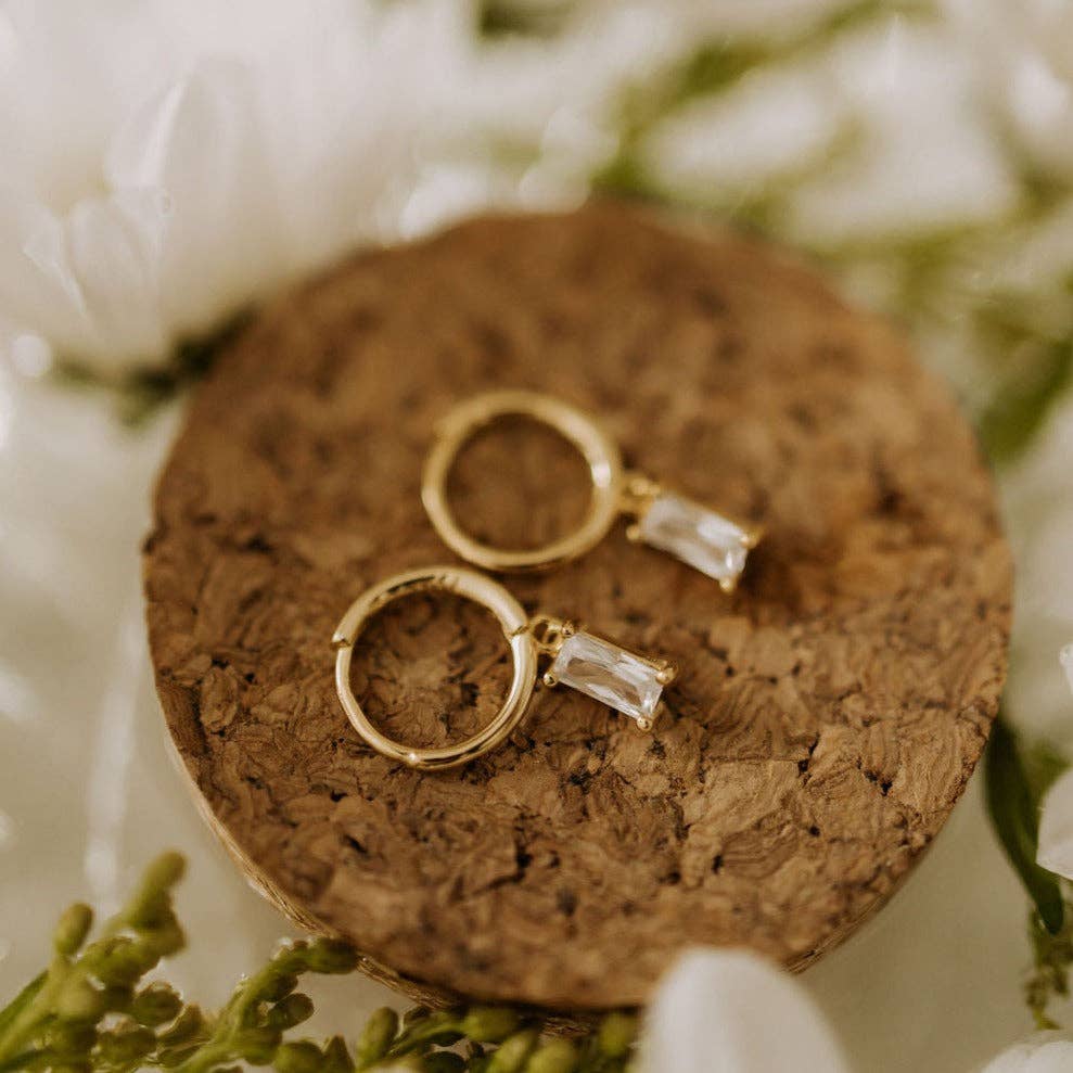 Mauve Jewelry Co. Sophie Baguette Diamond Dangle Hoops