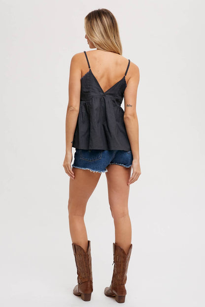 EMBROIDERED BABY DOLL CAMI TOP