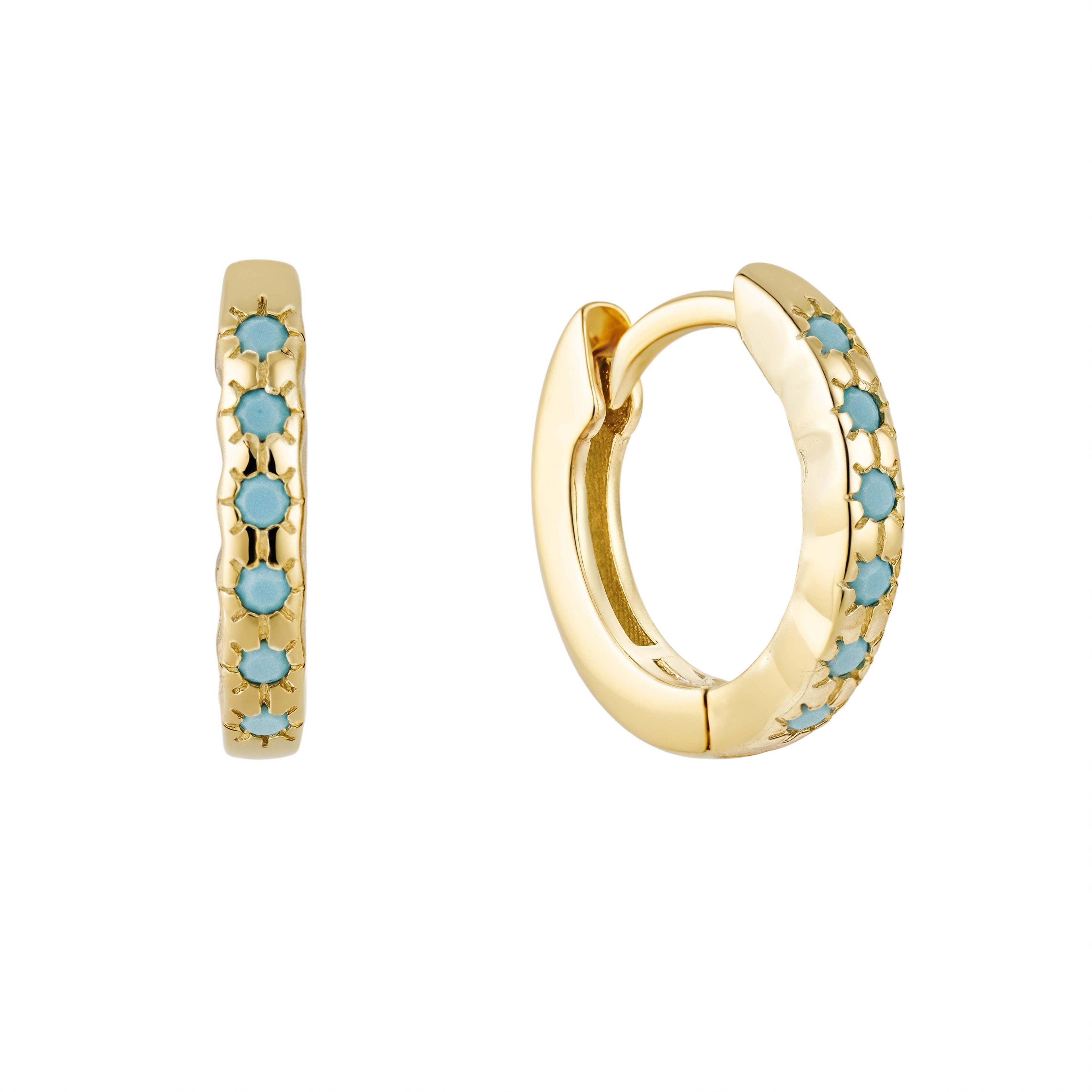 The Salty Gem TURQUOISE HOOPS Gold