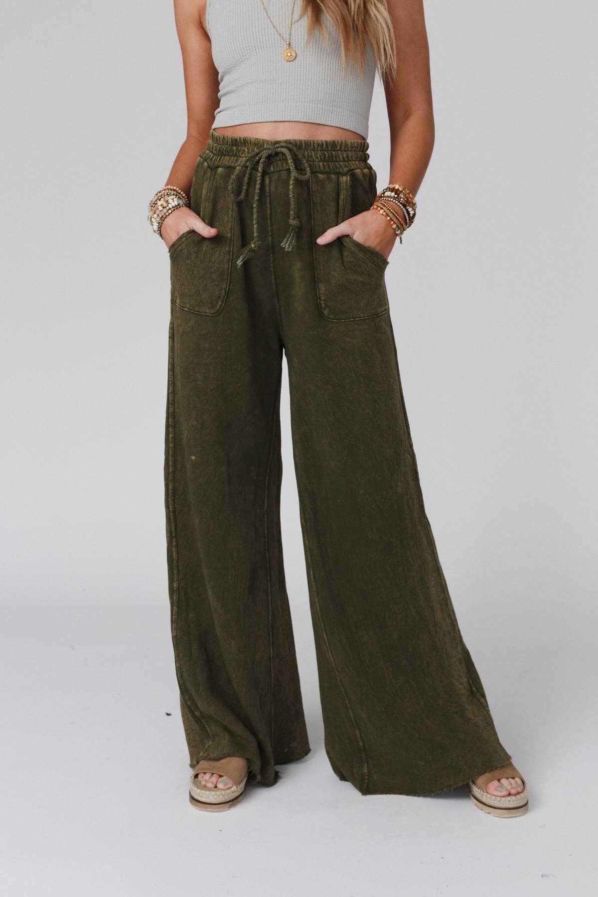 Three Bird Nest Relaxing Robin Wide Leg Pant - New Olive