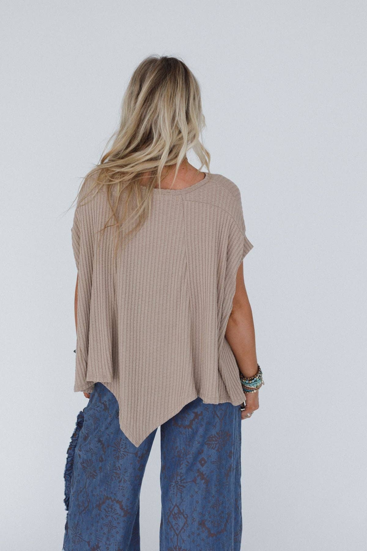 Three Bird Nest Everleigh Textured Tunic Top - Taupe