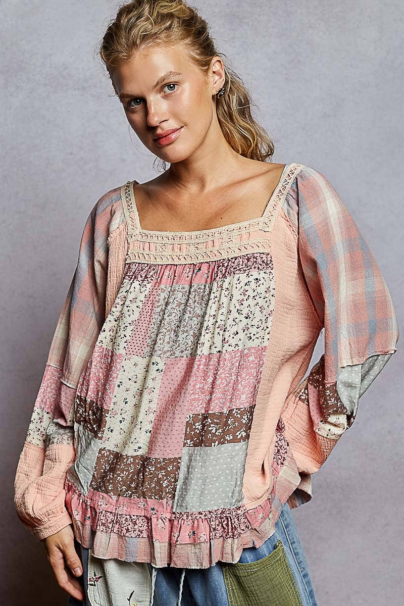 Pol Clothing October Patchwork Top