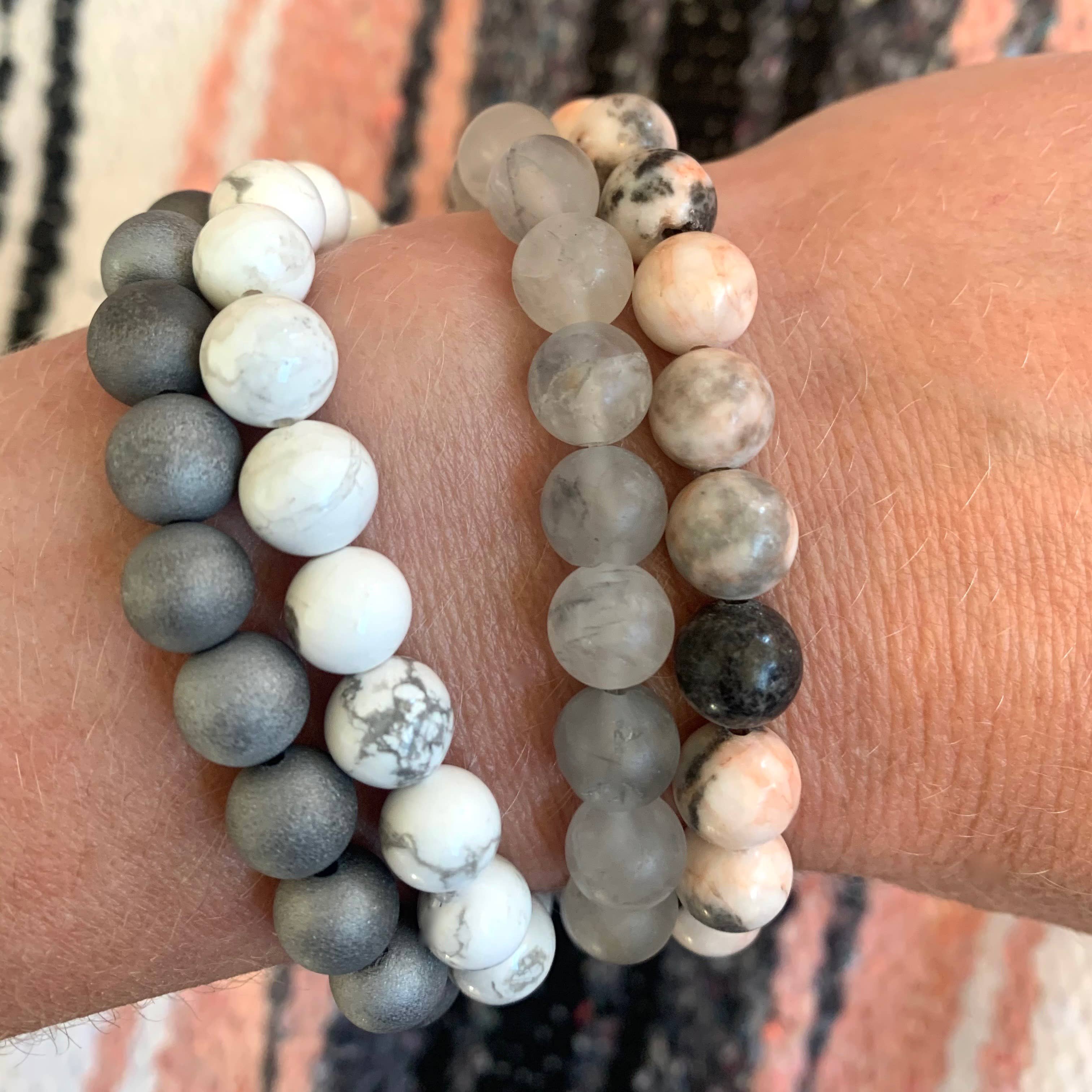 Jo Bird Jewelry Gemstone Elastic Bracelet - Greys