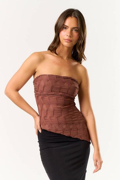 TEXTURED ASYMMETRICAL TUBE TOP