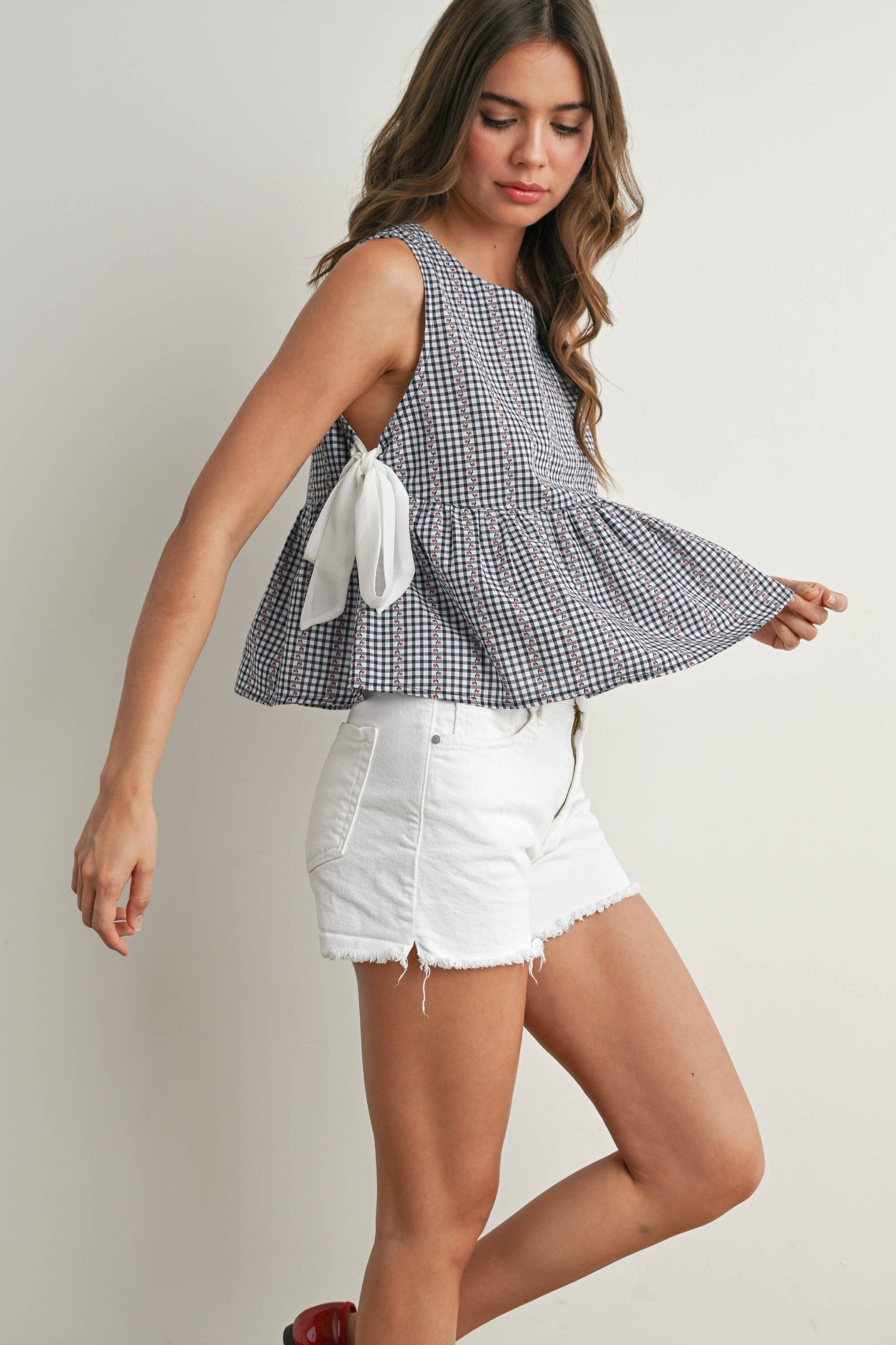 BUTTERMELON SKY MEADOW PEPLUM TOP