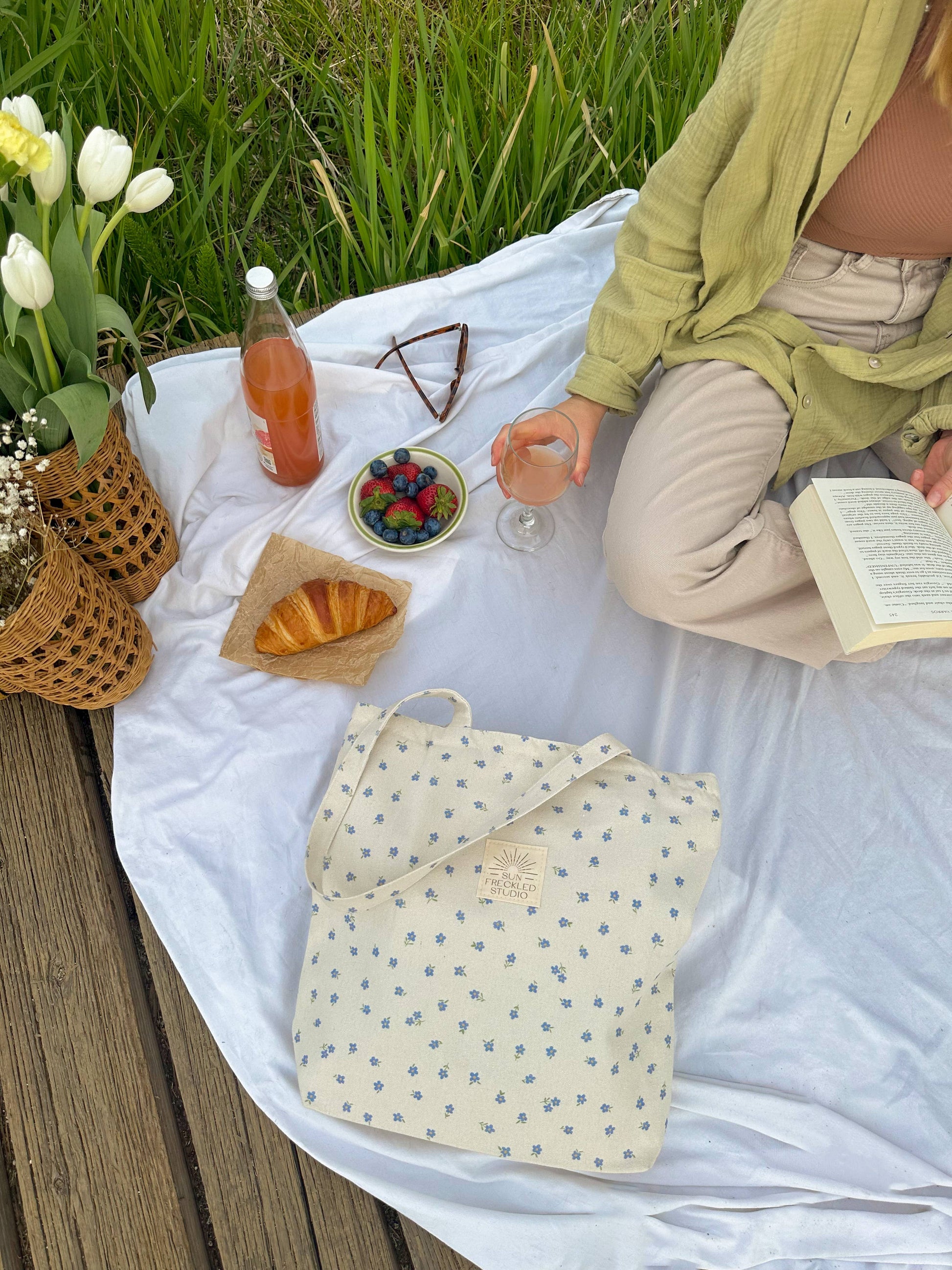 Sun Freckled Studio Periwinkle Tote Bag
