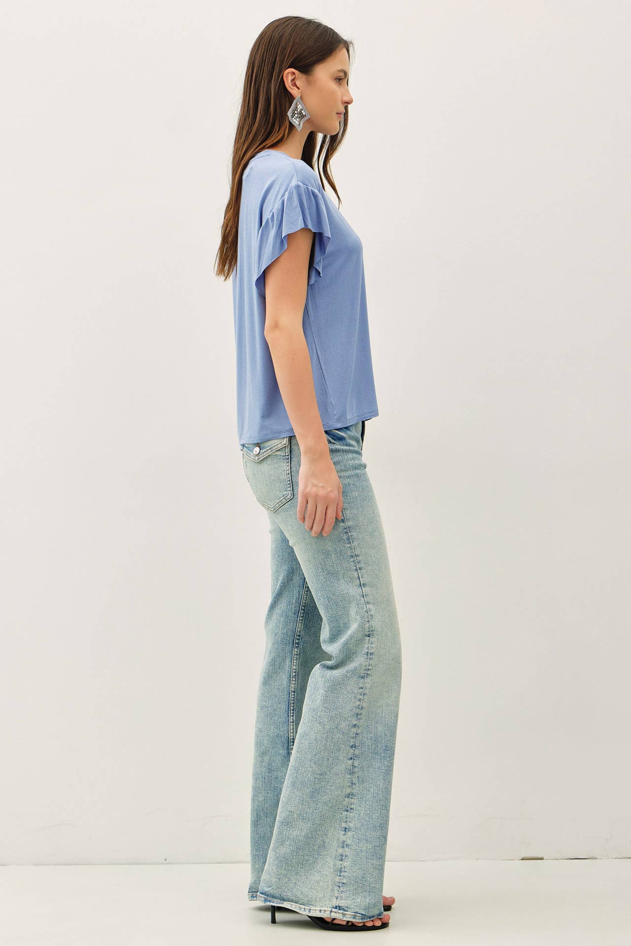 Be Cool BASIC THREADS RUFFLED SHORT SLEEVE TOP