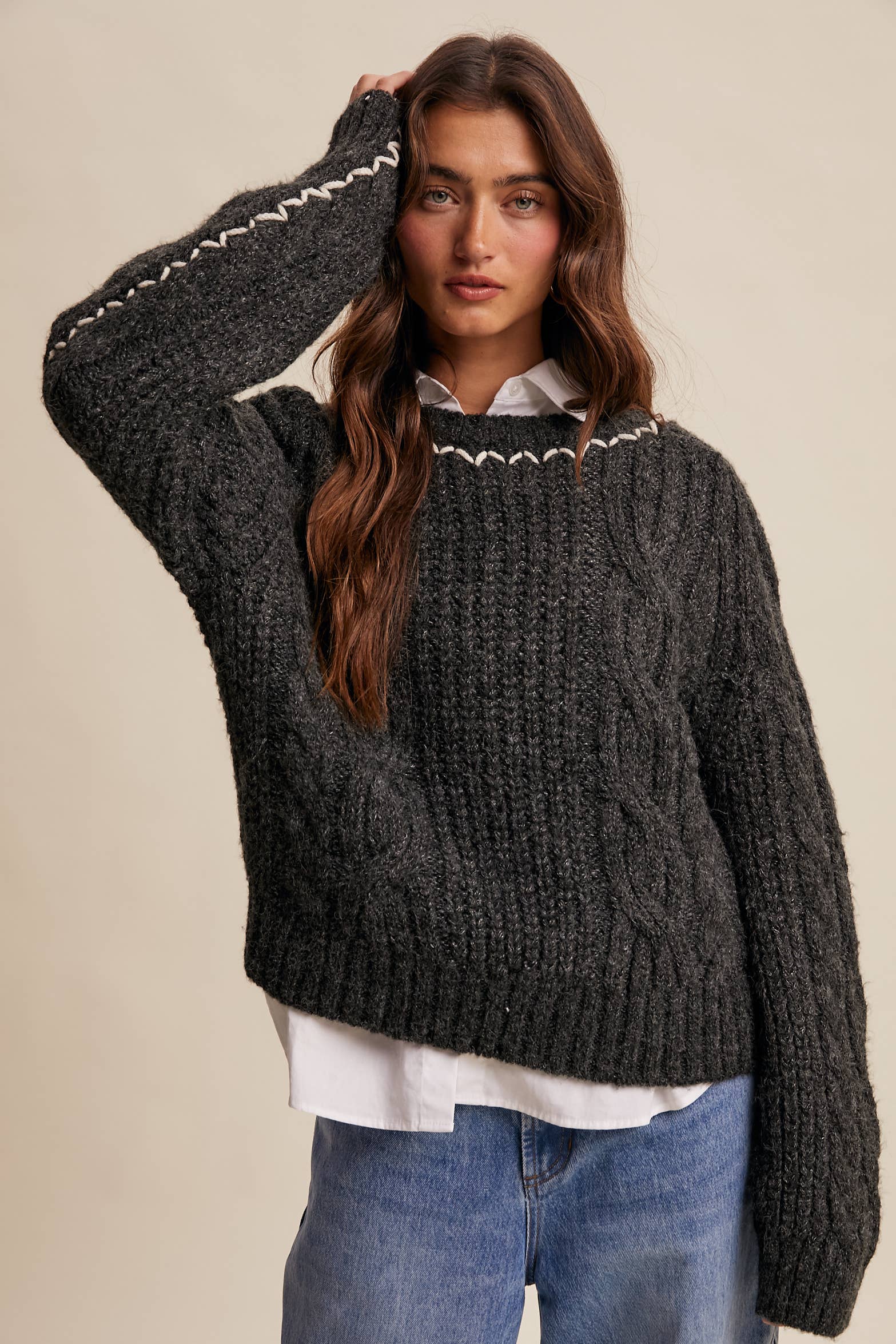 Listicle Fireside Cable Knit Sweater