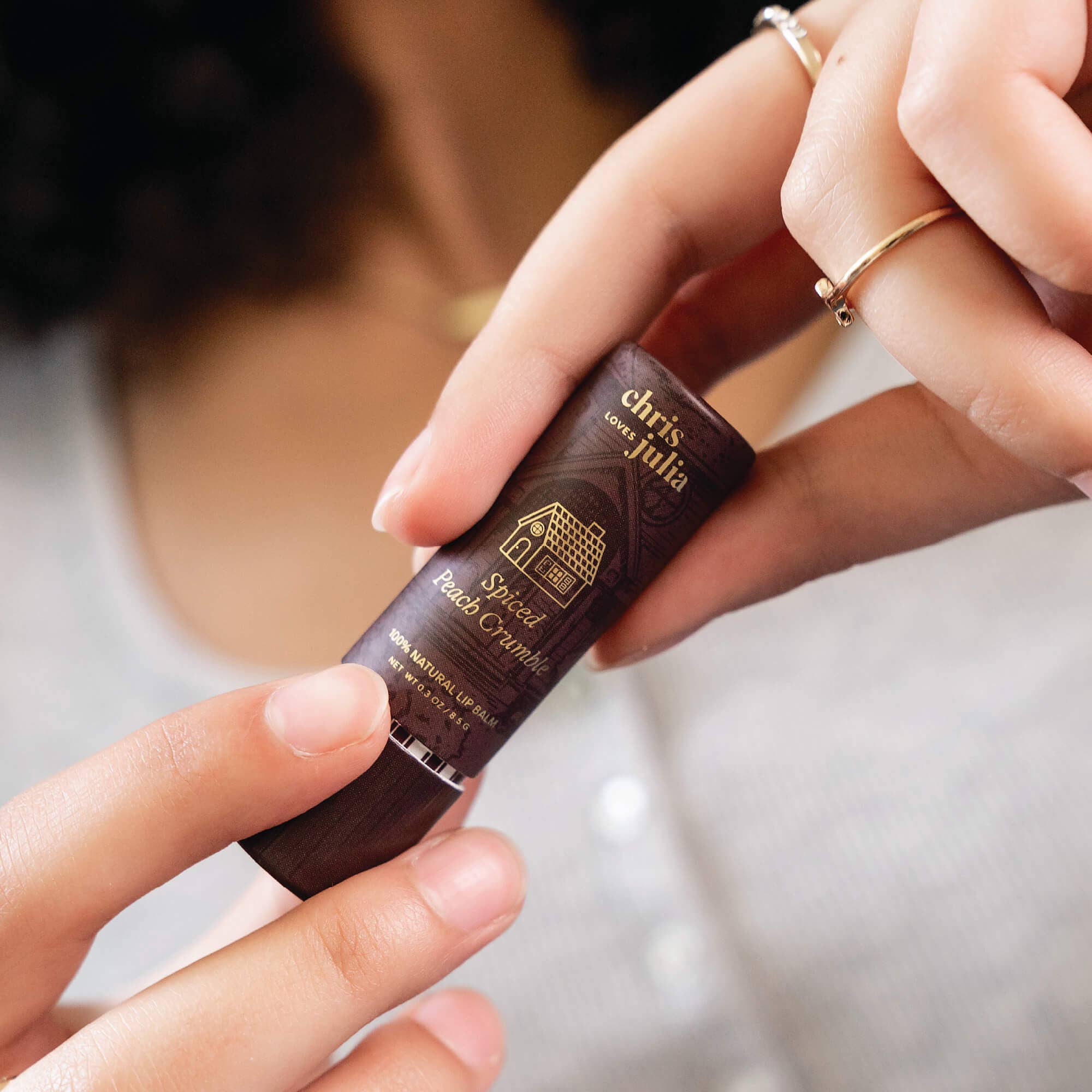 Poppy & Pout Lip Balm, Chris Loves Julia, Spiced Peach Crumble