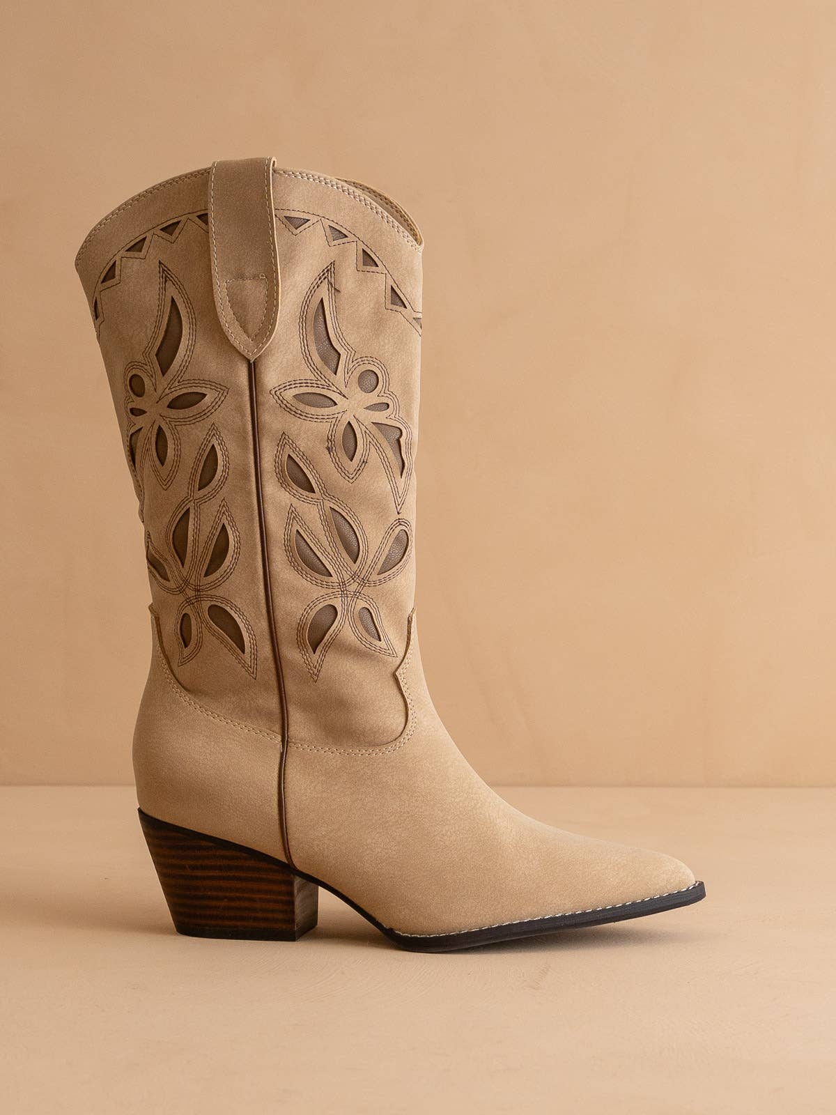 OASIS SOCIETY THE ZINNIA | Khaki Laser Cut Western Boot