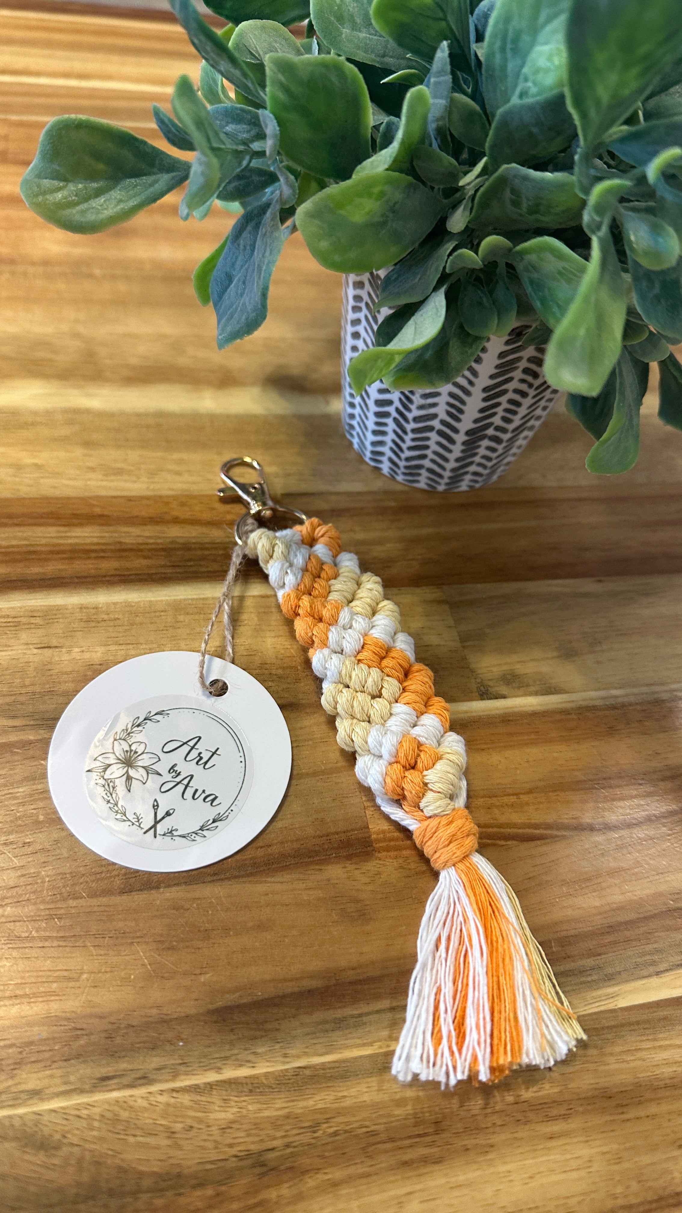 Art by Ava Macrame Keychain Orange yellow