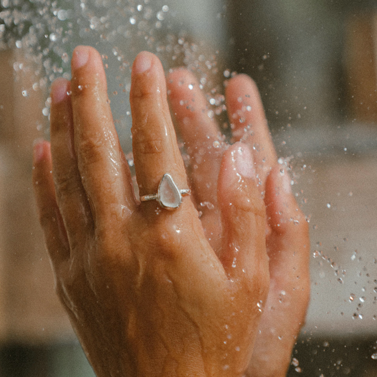 The Salty Gem White Sea Glass Ring (Handmade)