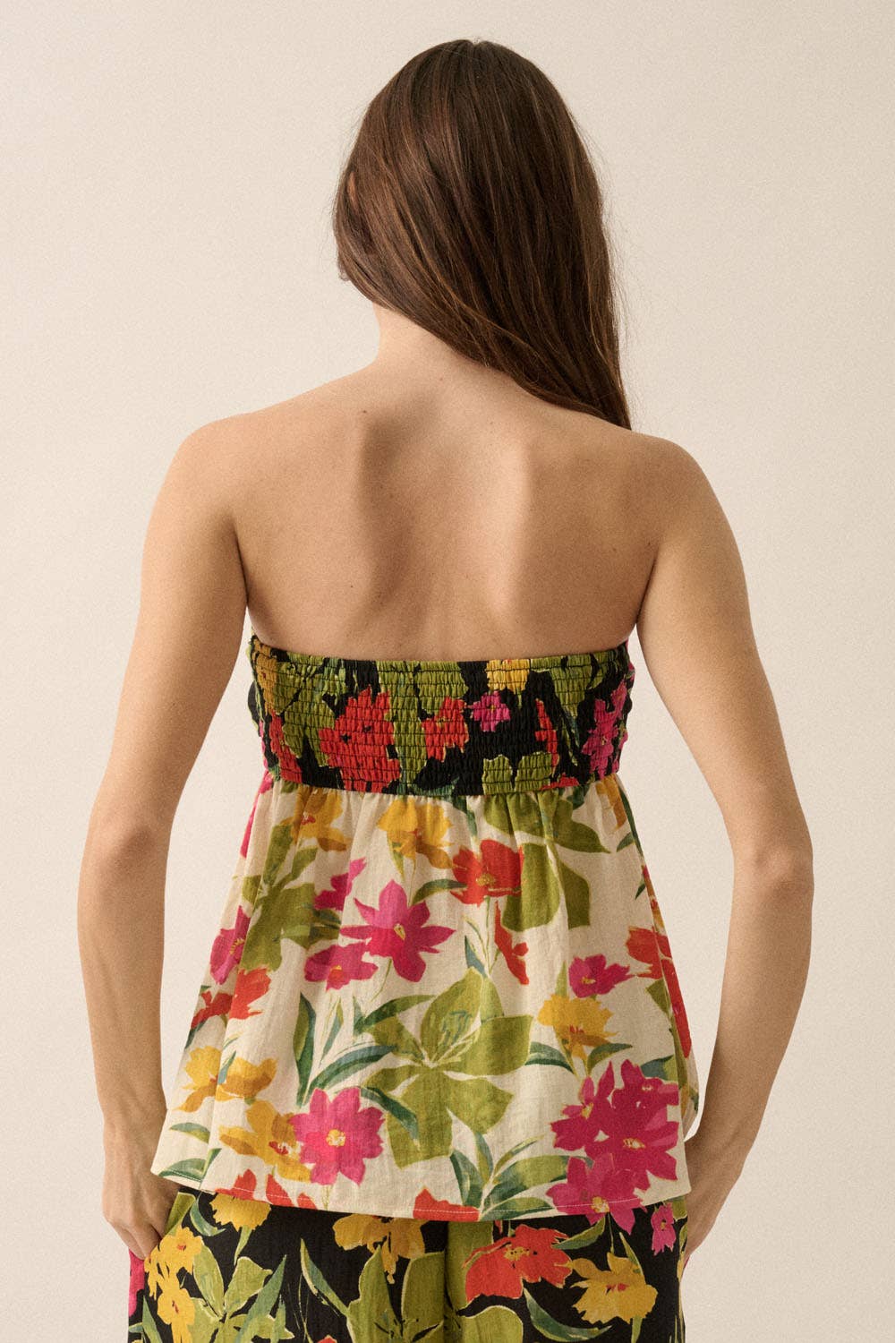 Promesa USA Two-Tone Floral Convertible Flyaway Halter Top