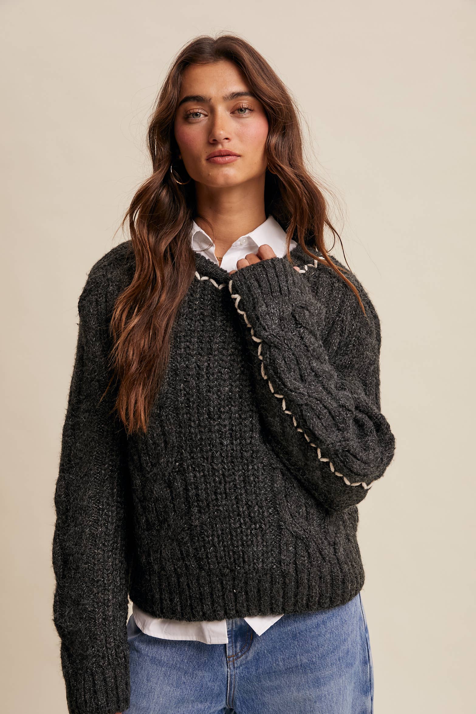 Listicle Fireside Cable Knit Sweater