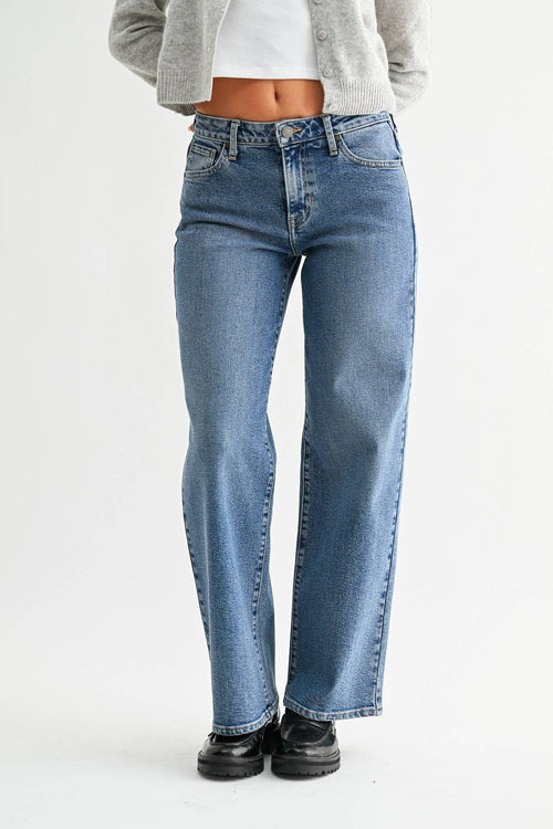 JUST BLACK DENIM BP457J - MED - Mid Rise Slim Wide Leg