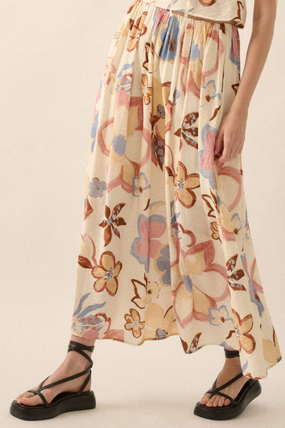 Promesa USA Textured Floral-Print A-Line Maxi Skirt