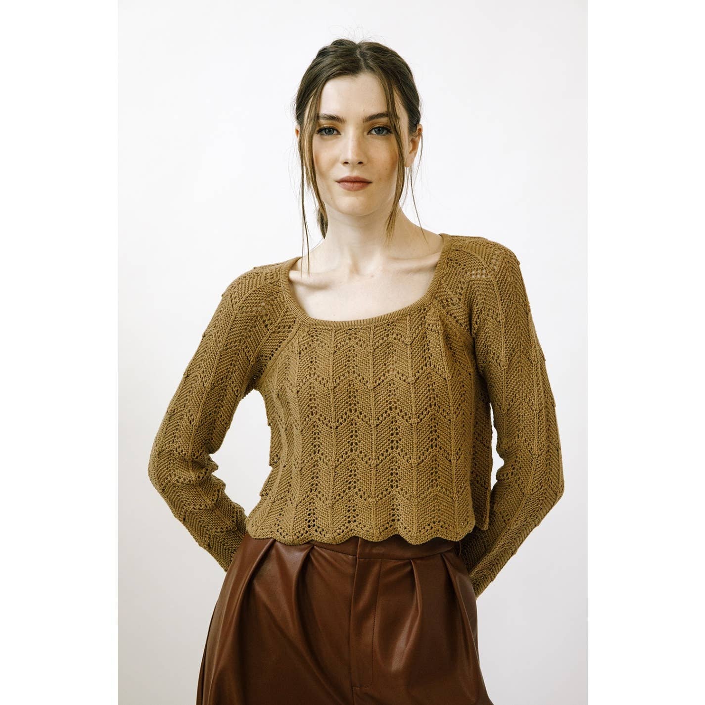 STORIA EVERGREEN CROCHET KNIT TOP
