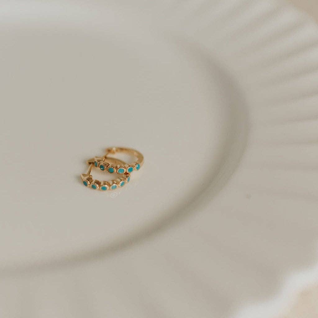 Mauve Jewelry Co. Gaby Turquoise Hoops Gold