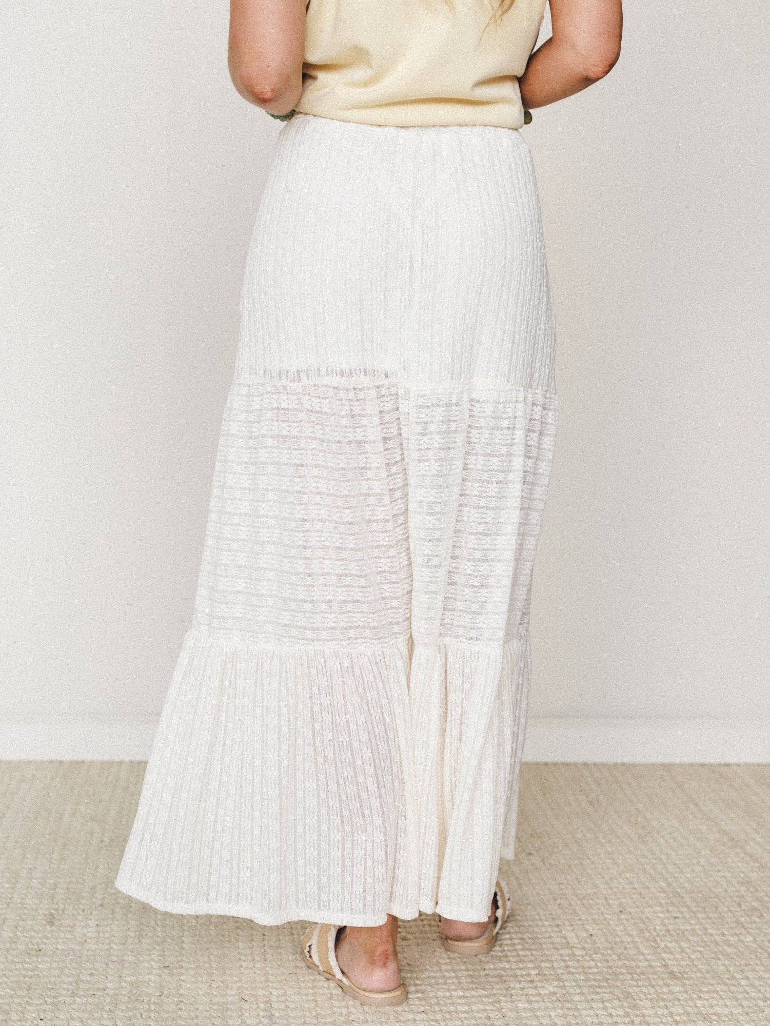 Three Bird Nest Golden Drift Tiered Maxi Skirt - Cream