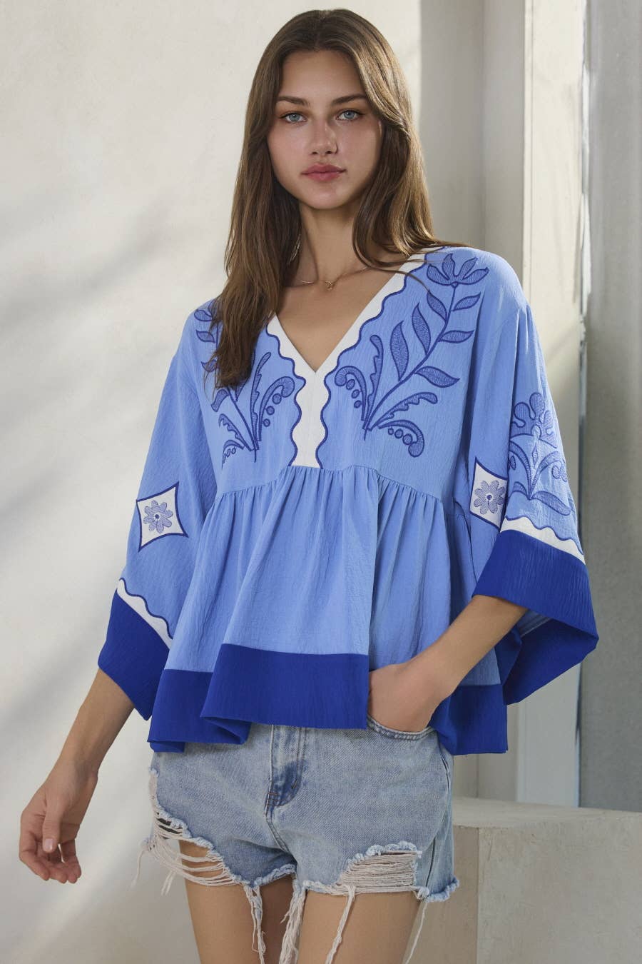 Oddi Blueberry Pie V Neck Top