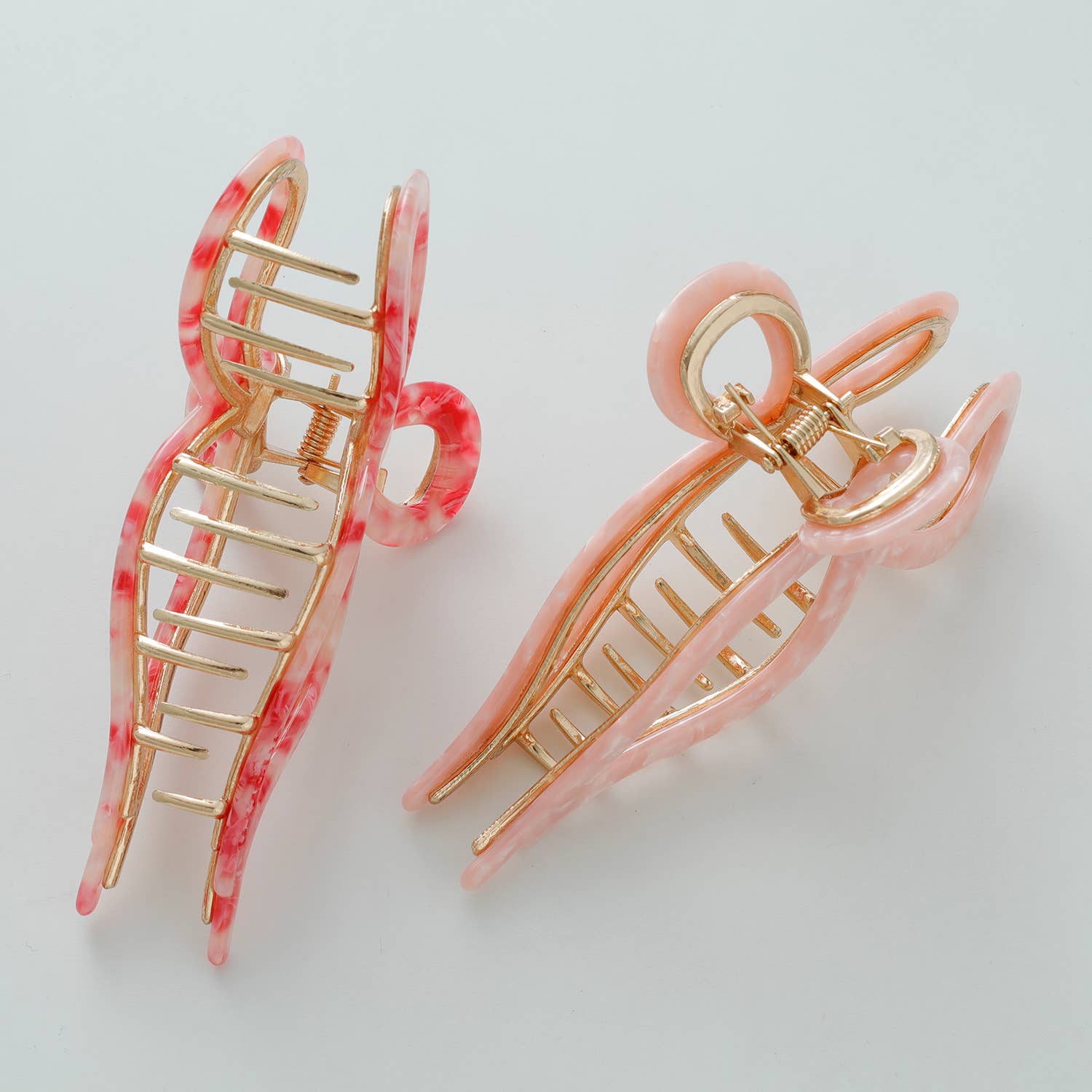 Adorro Sabrina Rosé Ribbon Metal Bow Claw Clip - Large