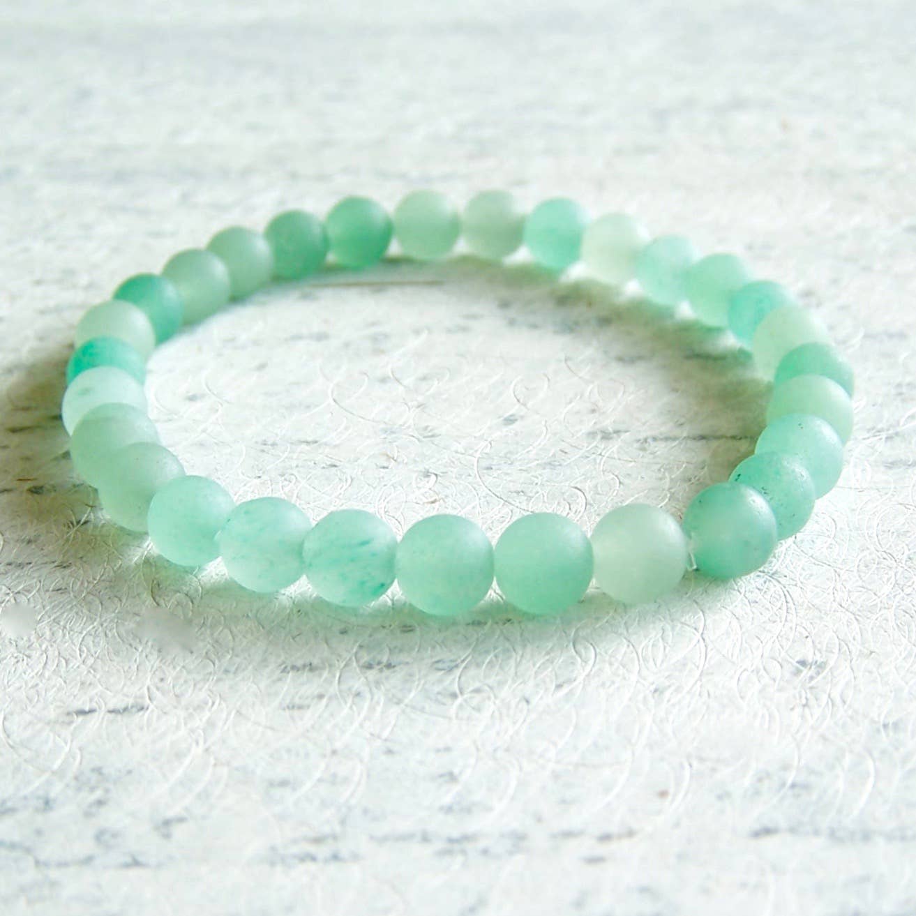 Jo Bird Jewelry Gemstone Elastic Bracelet - 6mm Ocean Colors Matte Aventurine
