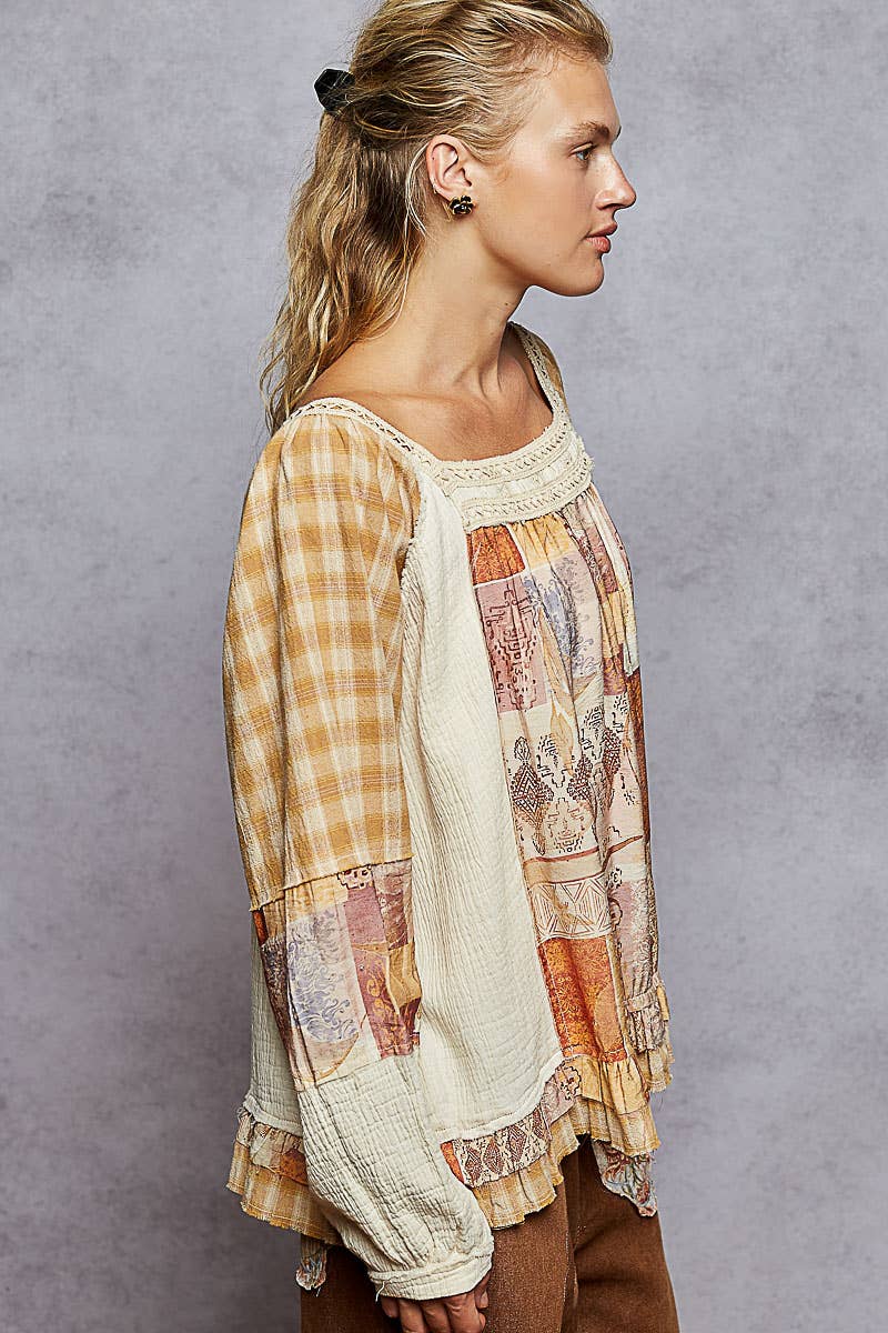 Pol Clothing October Patchwork Top