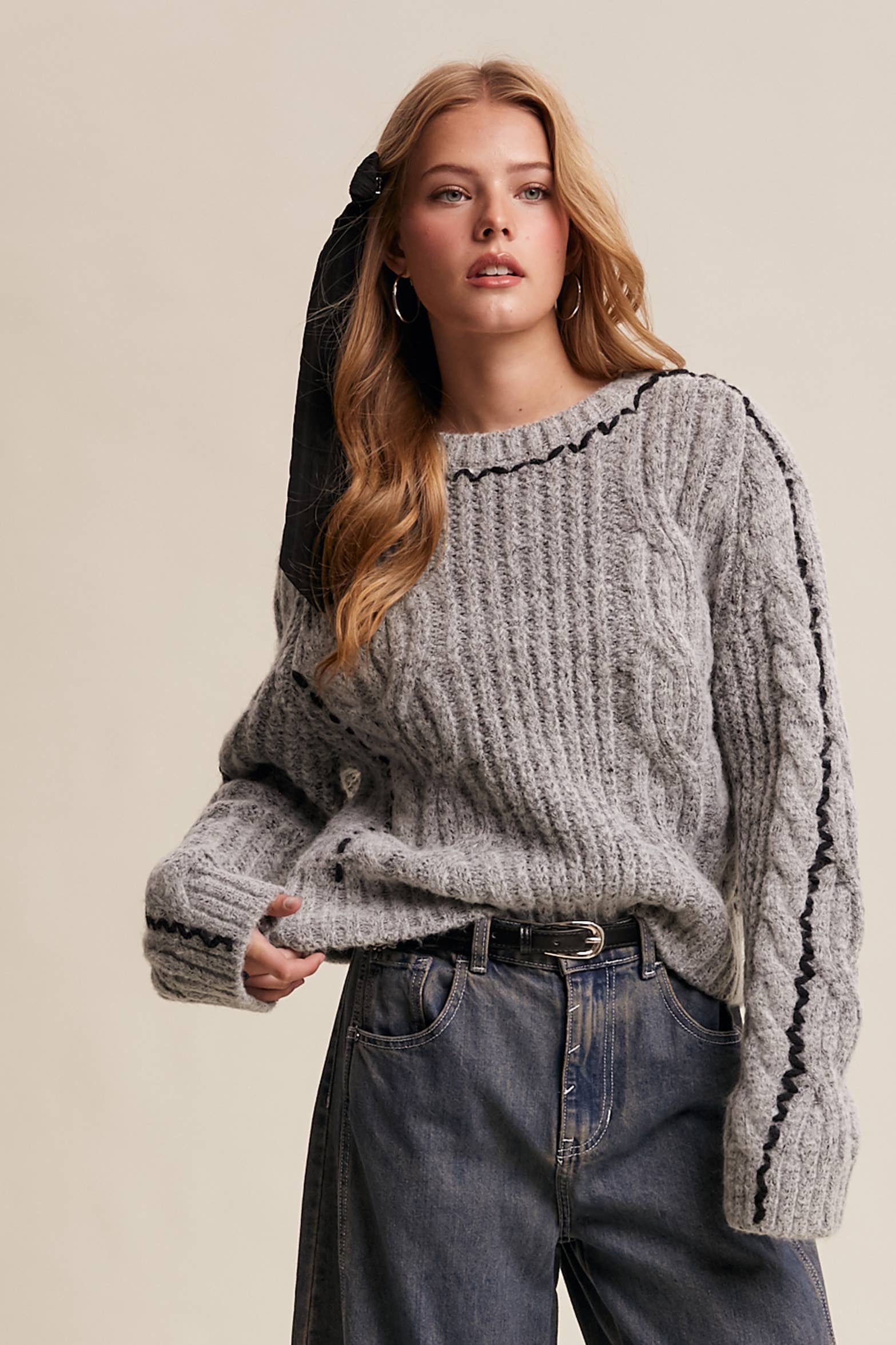 Listicle Fireside Cable Knit Sweater