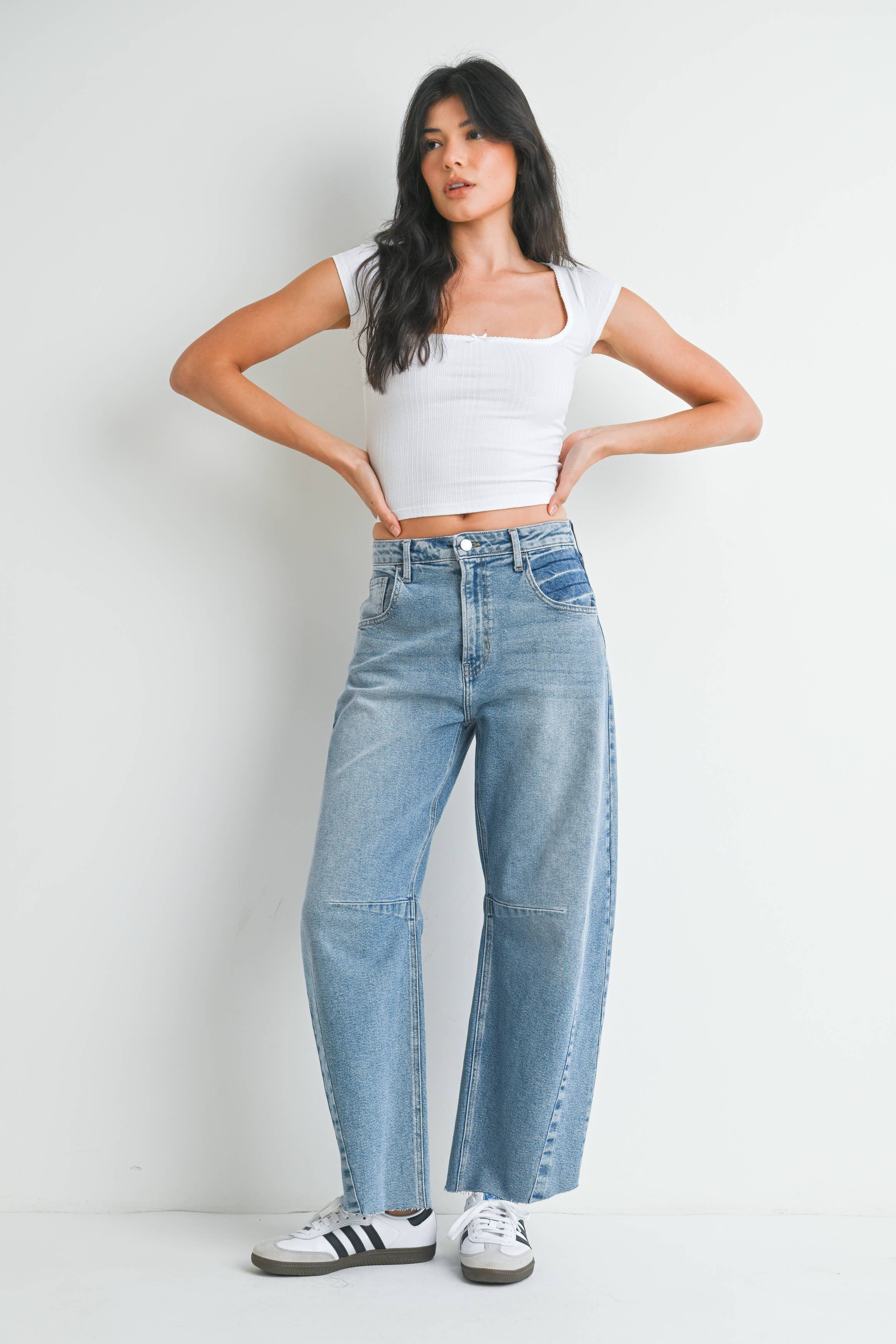JUST BLACK DENIM Barrel Jean w/ Seams
